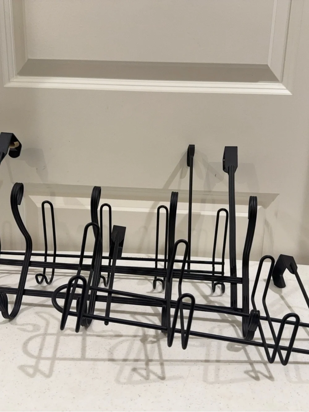 Black Metal Over-the-Door Hook Rack Trio ~ Sleek Over the Door Organizer